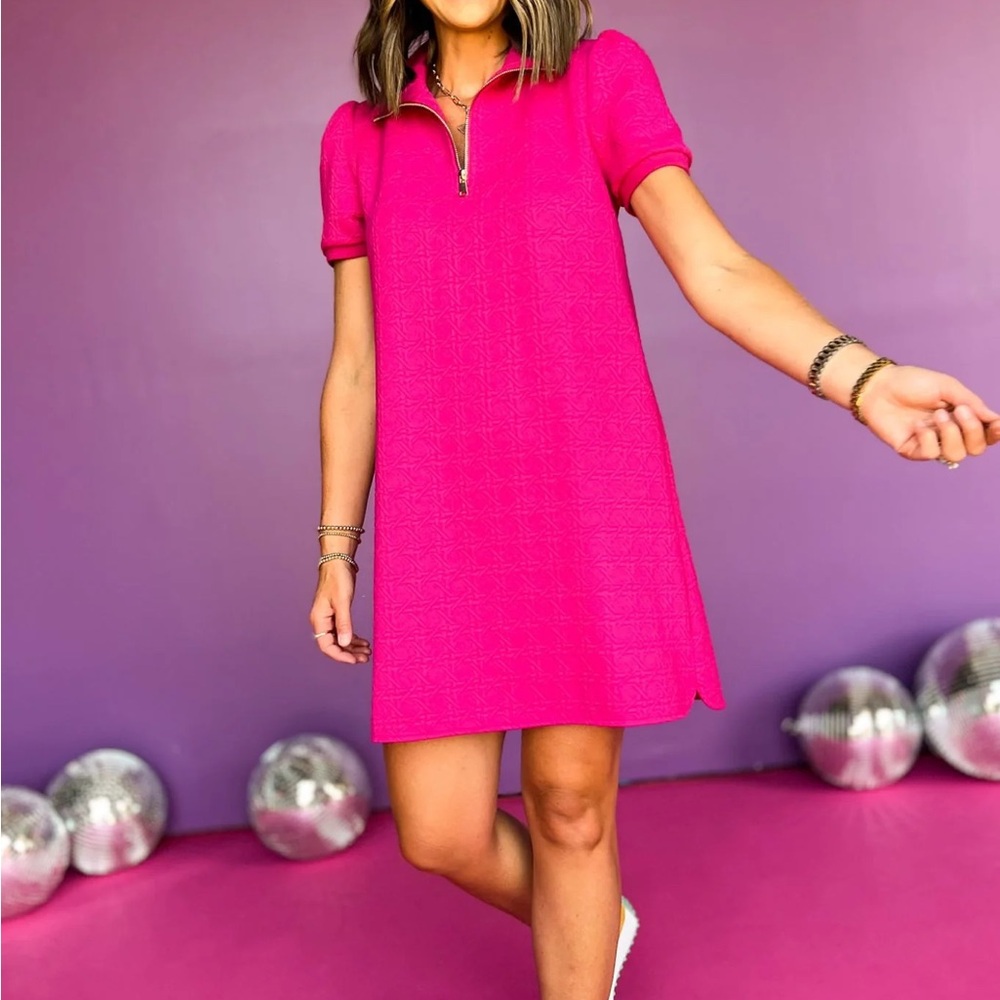 SSYS Pink Quilted Casual Mini Dress Size Medium